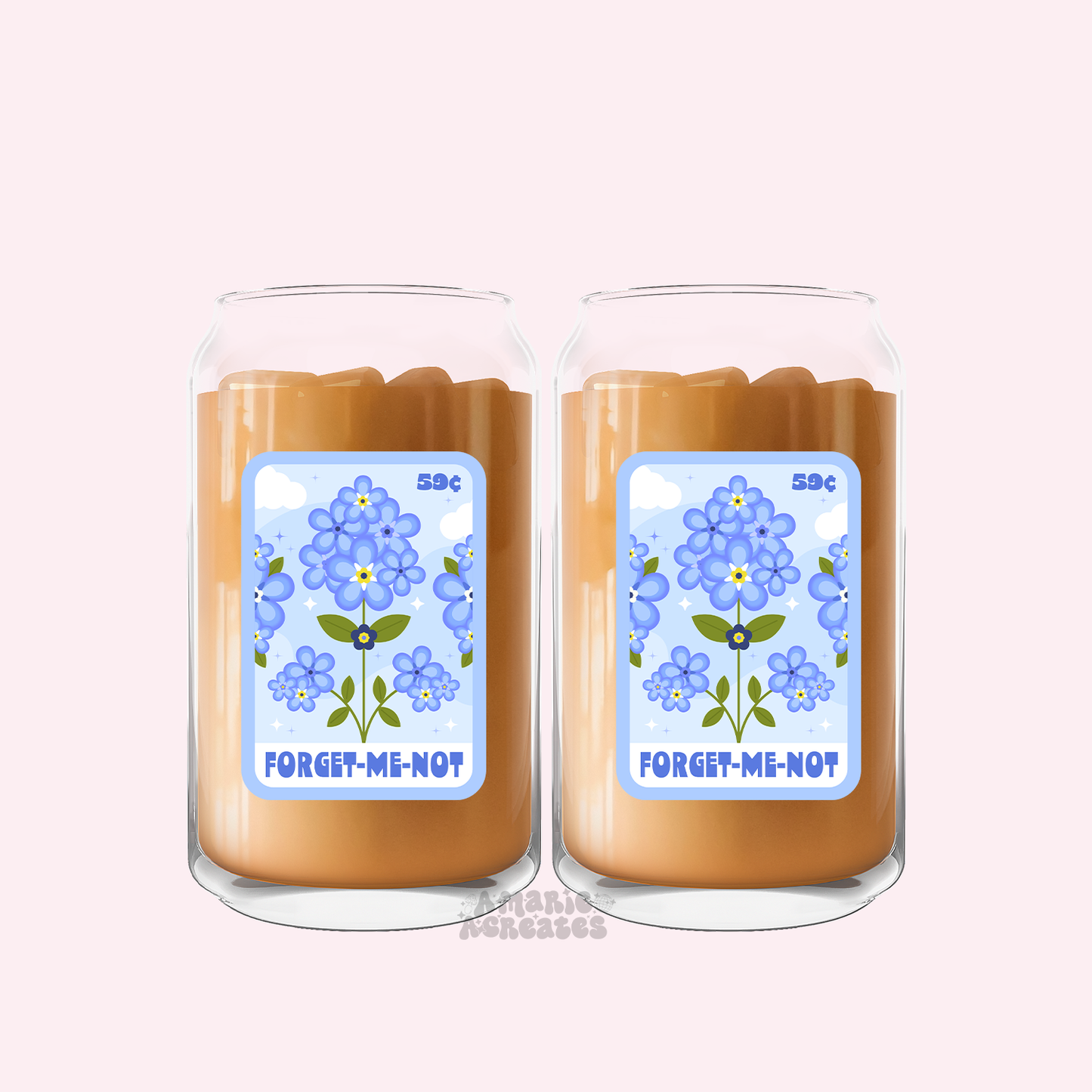 Forget Me Nots Tarot Card Glass Cup