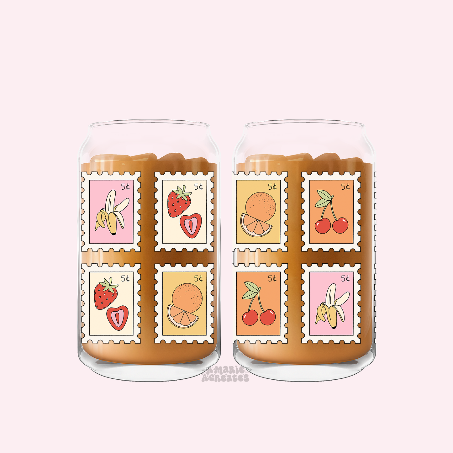 Fruity Stamps Glass Cup
