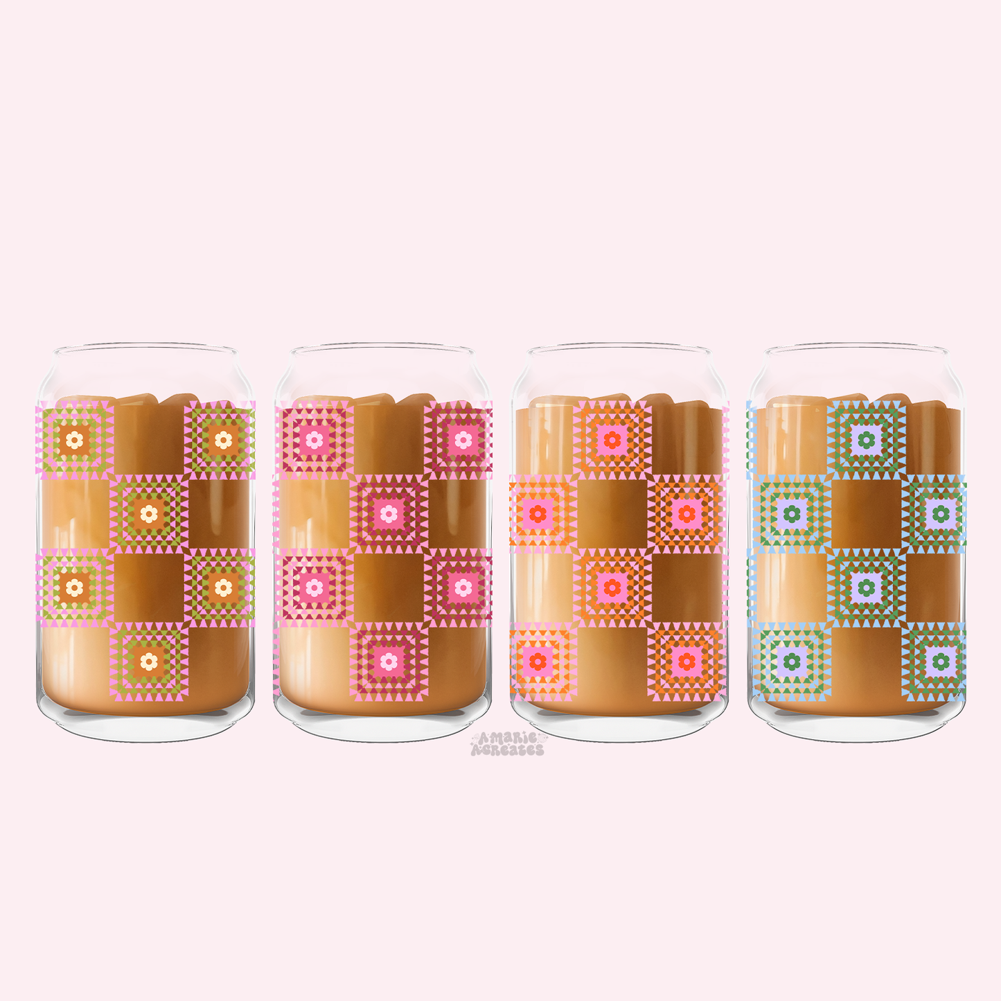Granny Squares Glass Cup