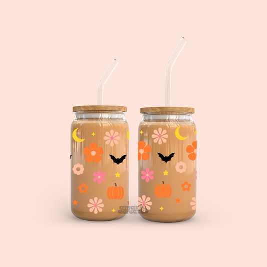 Halloween Doodles Glass Cup