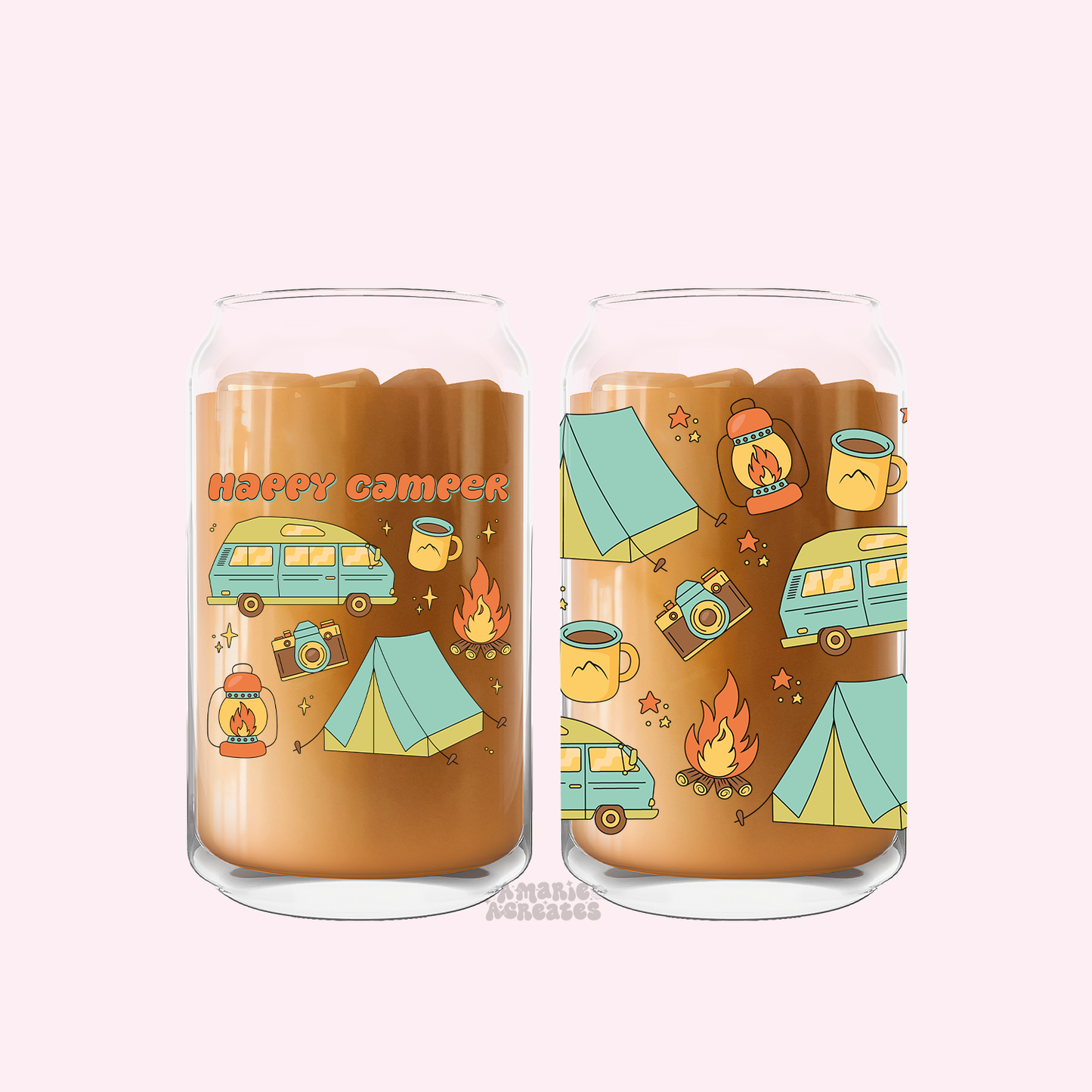Happy Camper Glass Cup