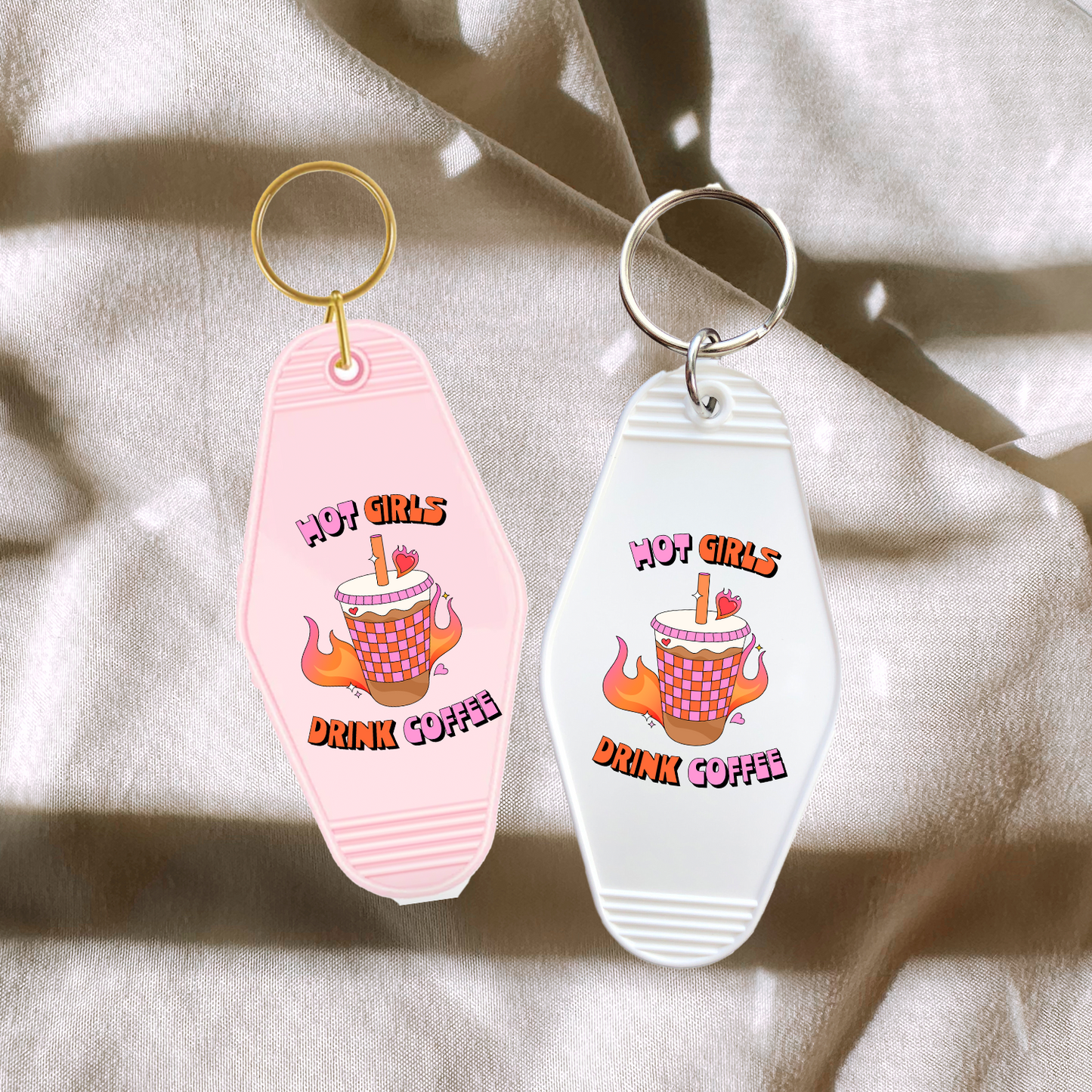 Hot Girls Drink Coffee Keychain