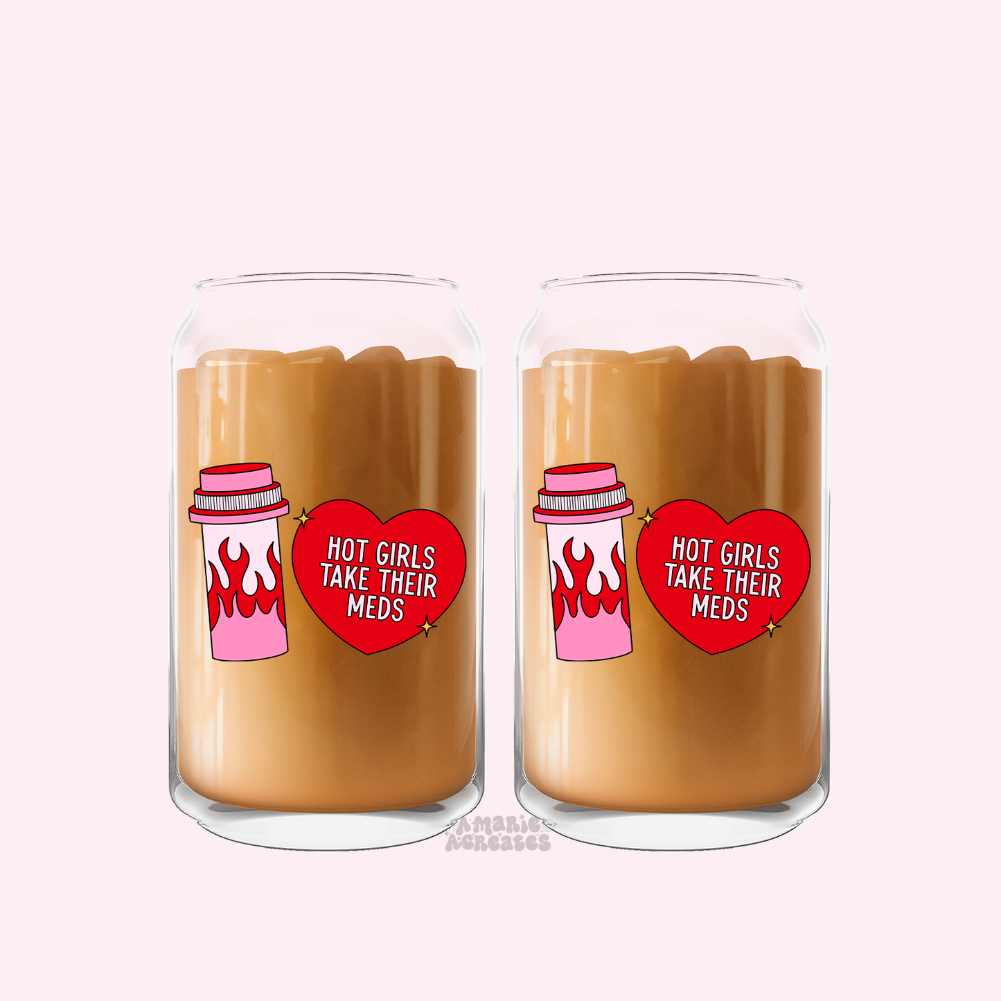 Hot Girl Take Their Meds Glass Cup