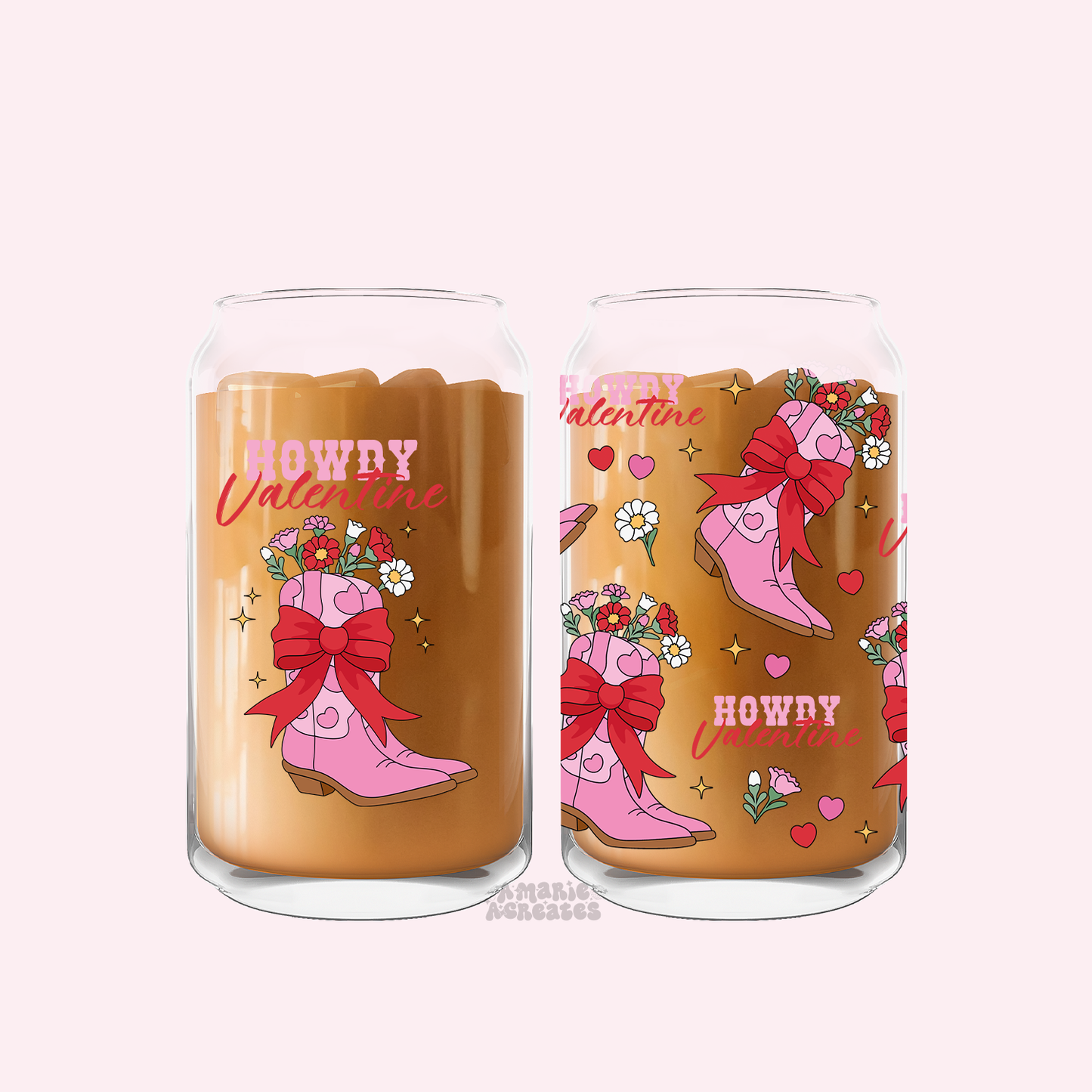 Howdy Valentine Glass Cup