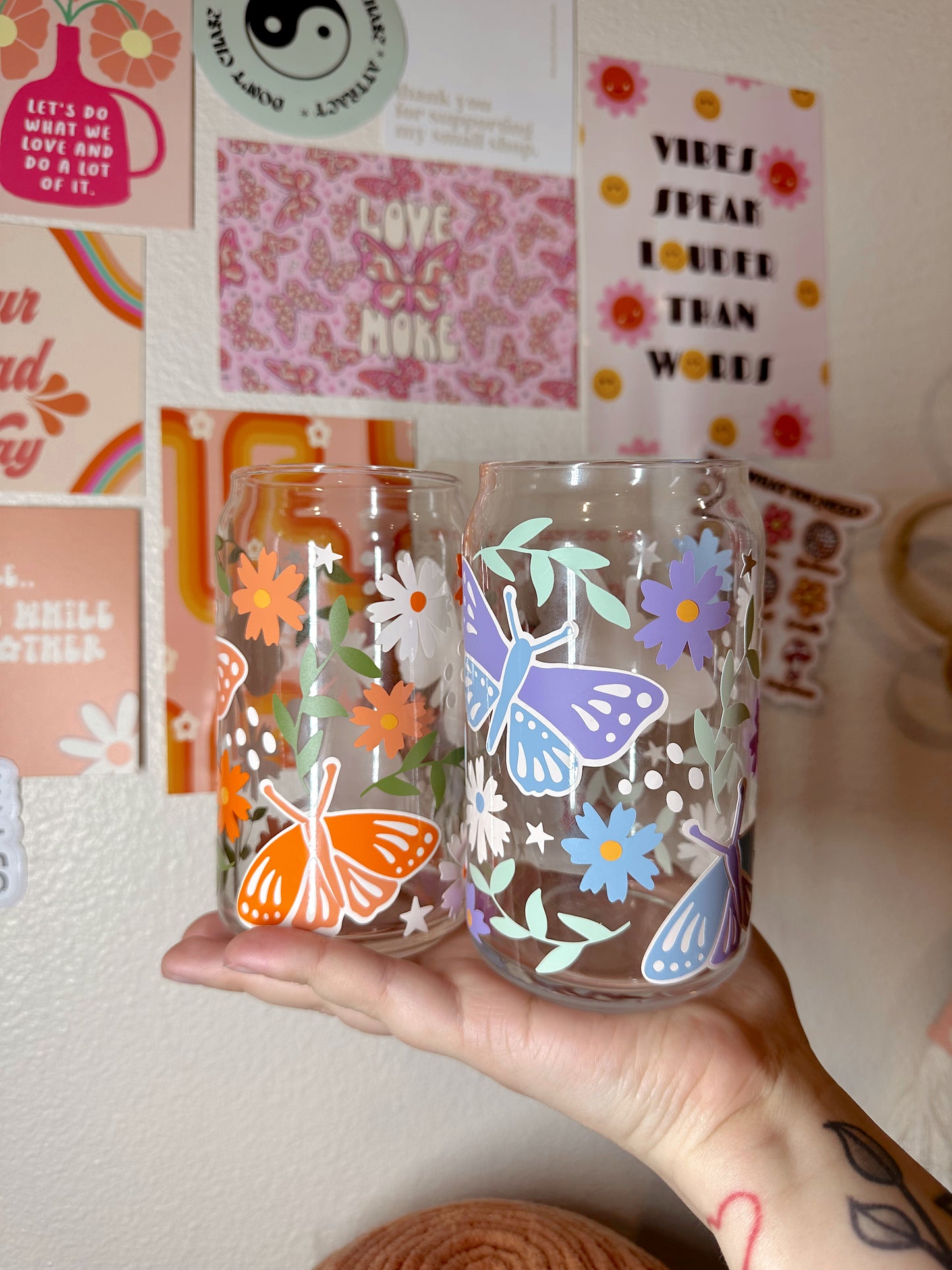 Butterfly Garden Glass Cup