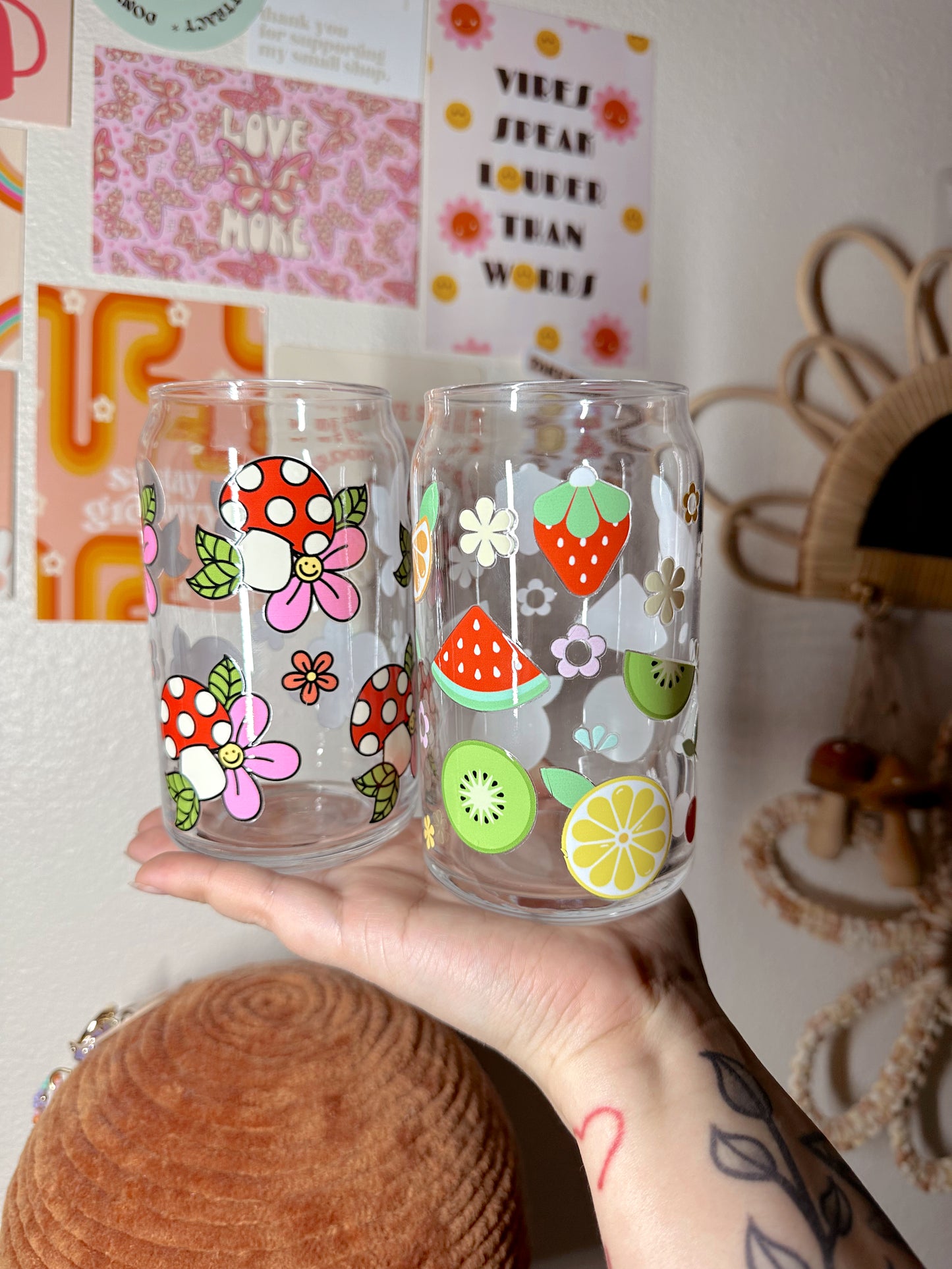Cottagecore Mushie Glass Cup