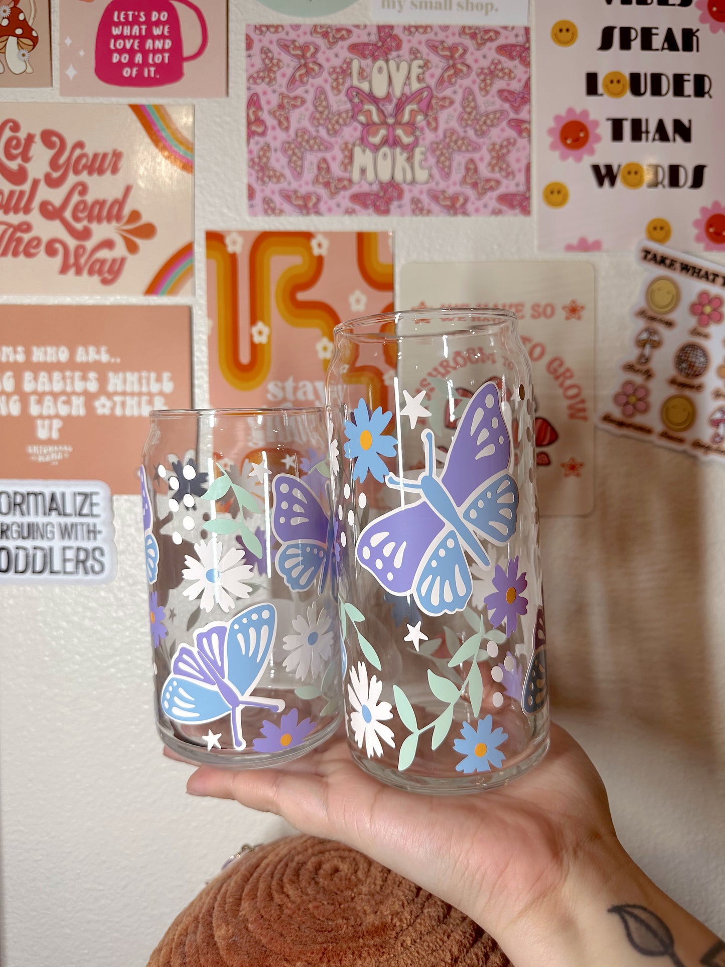 Butterfly Garden Glass Cup