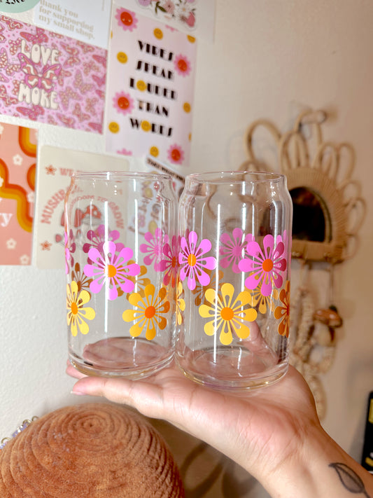 Groovy Flowers Glass Cup