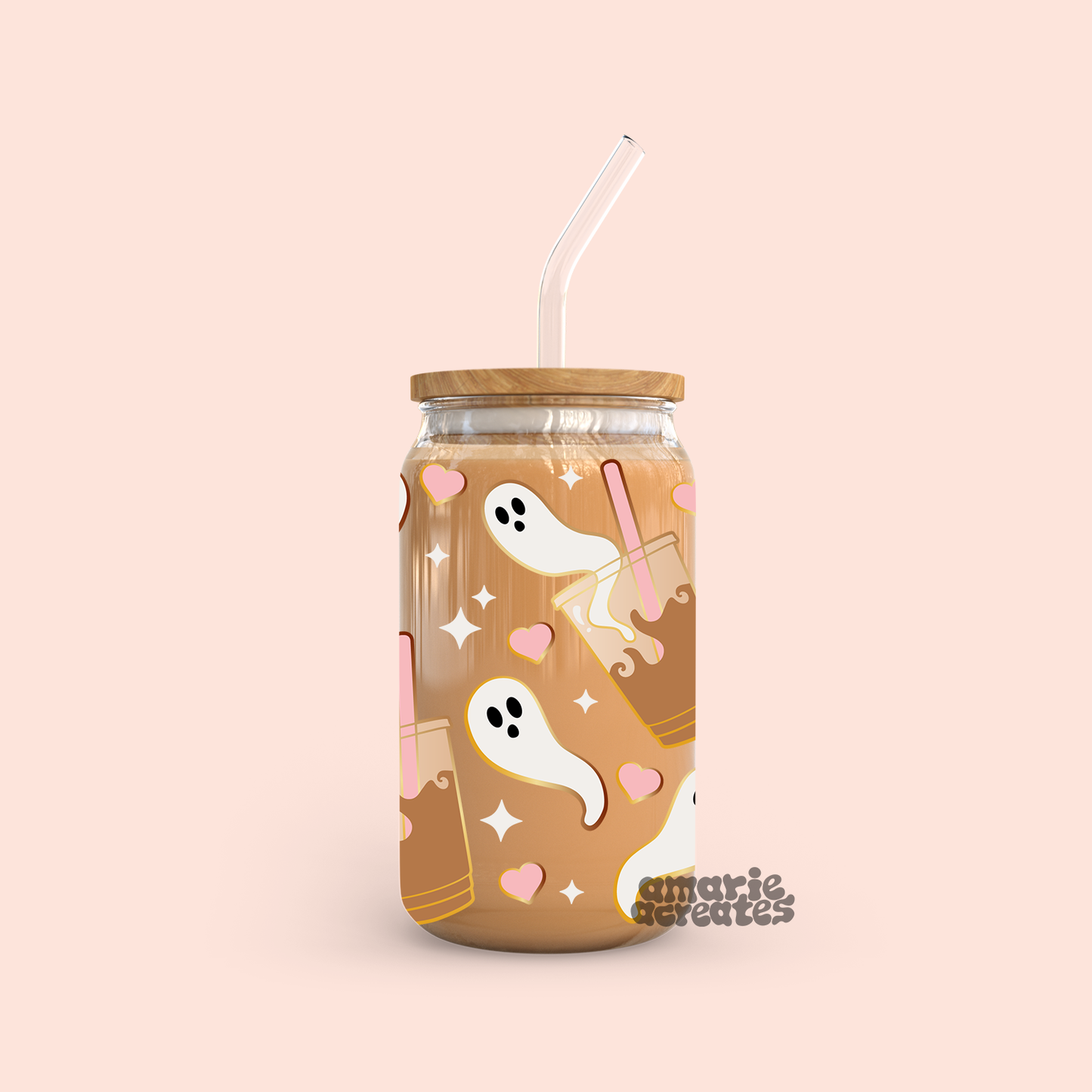 Latte Ghost Glass Cup