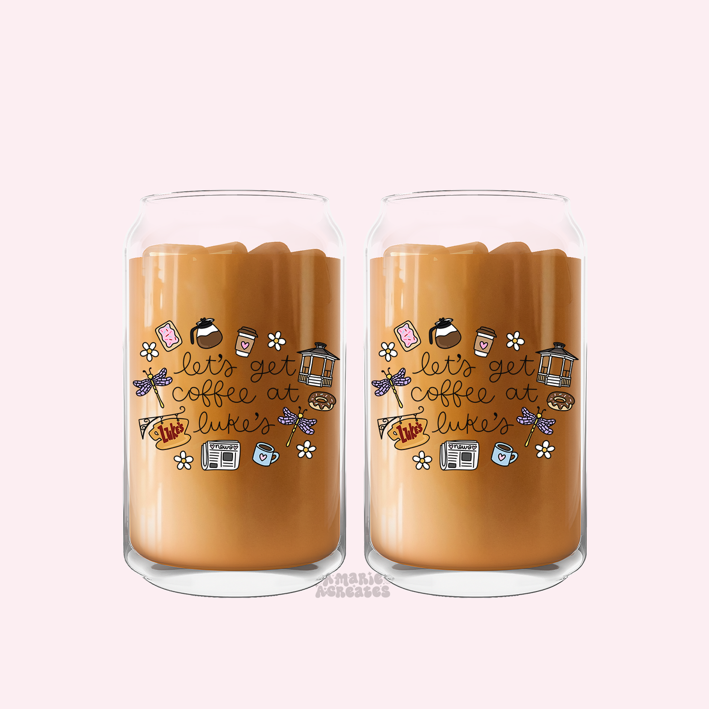 Lets Get Coffee At Lukes Glass Cup