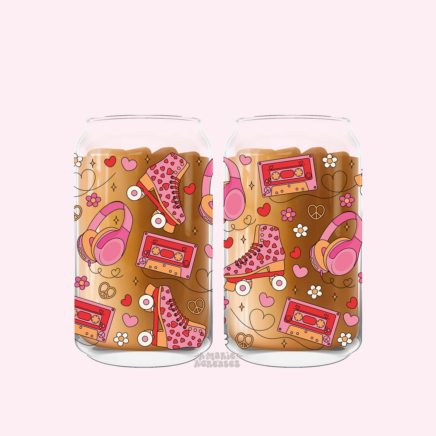 Love Roller Skates Glass Cup