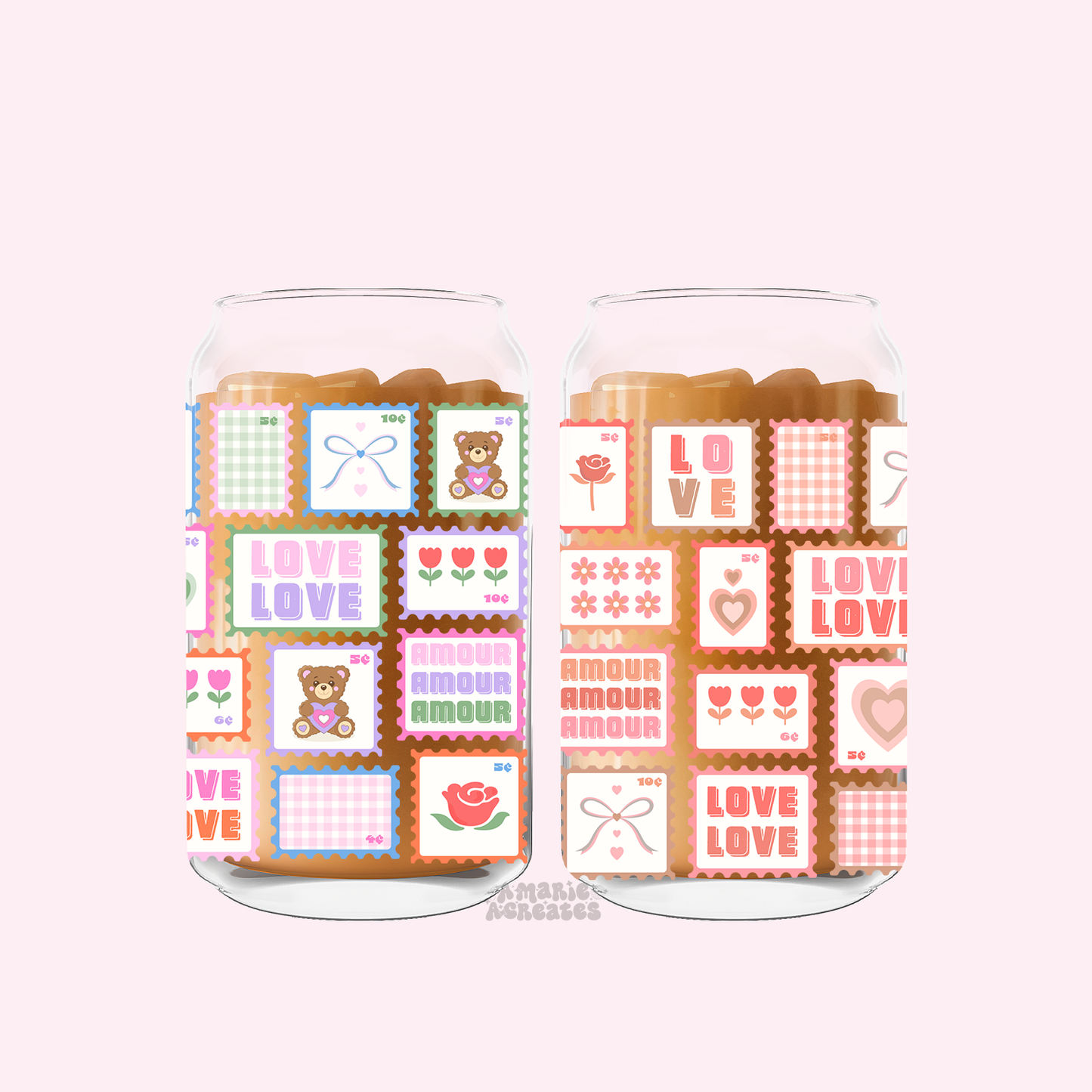 Love Stamps Glass Cup