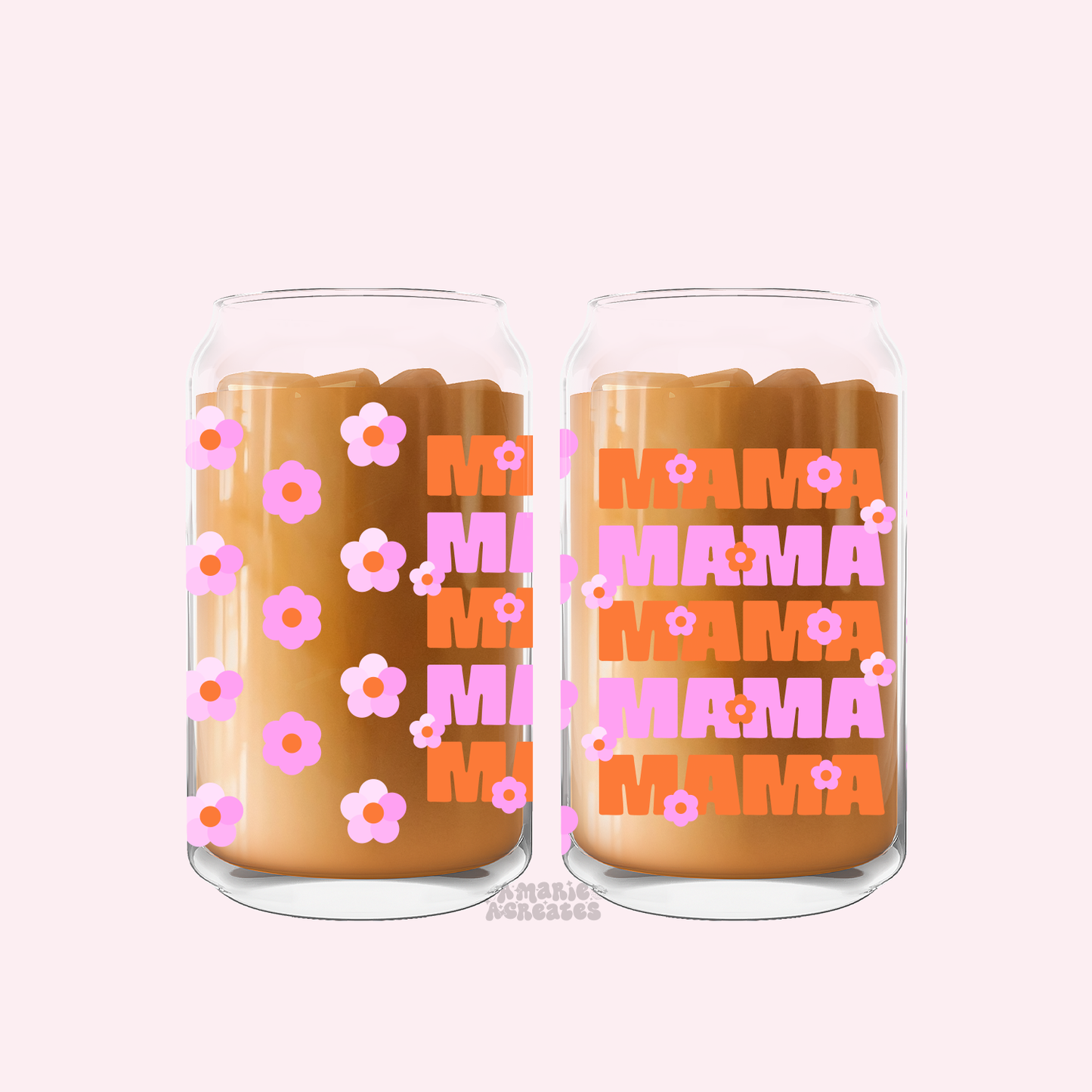Mama Flower Petals Glass Cup
