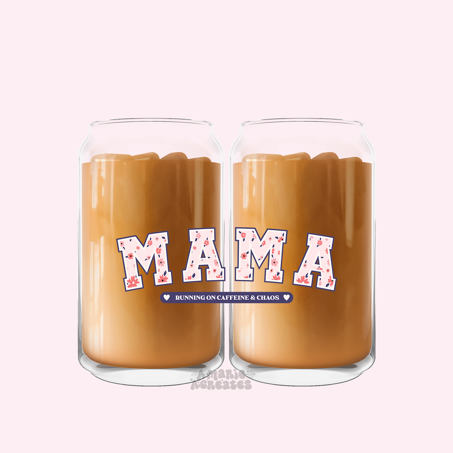Mama Running On Caffeine & Chaos Glass Cup