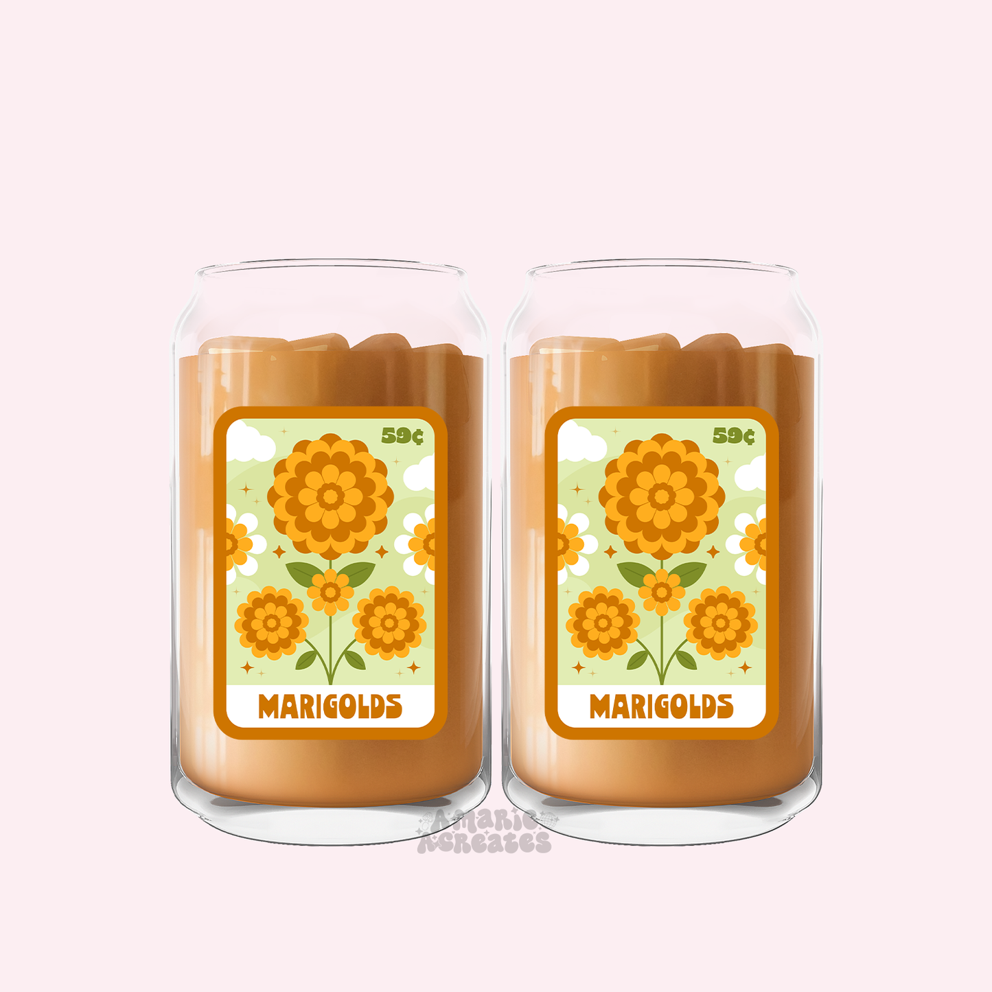 Marigolds Tarot Card Glass Cup