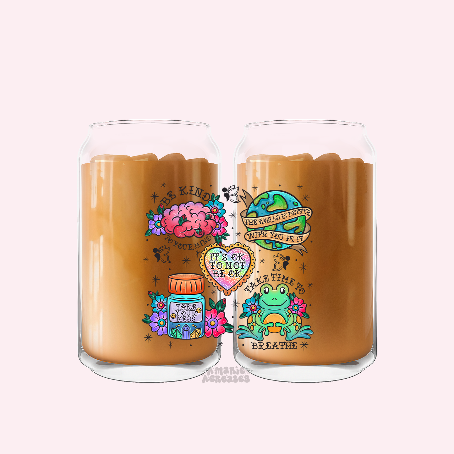 Mental Health Tattoo Glass Cup
