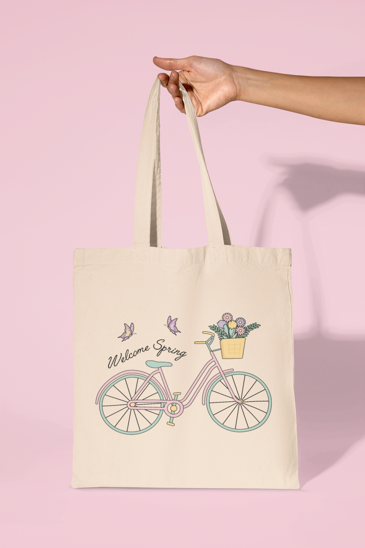 Welcome Spring Bicycle Tote Bag