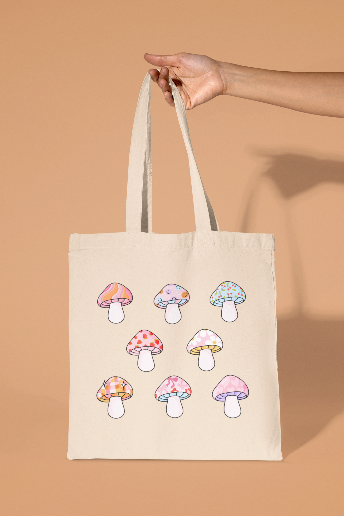 Pastel Patterned Mushroom Tote Bag