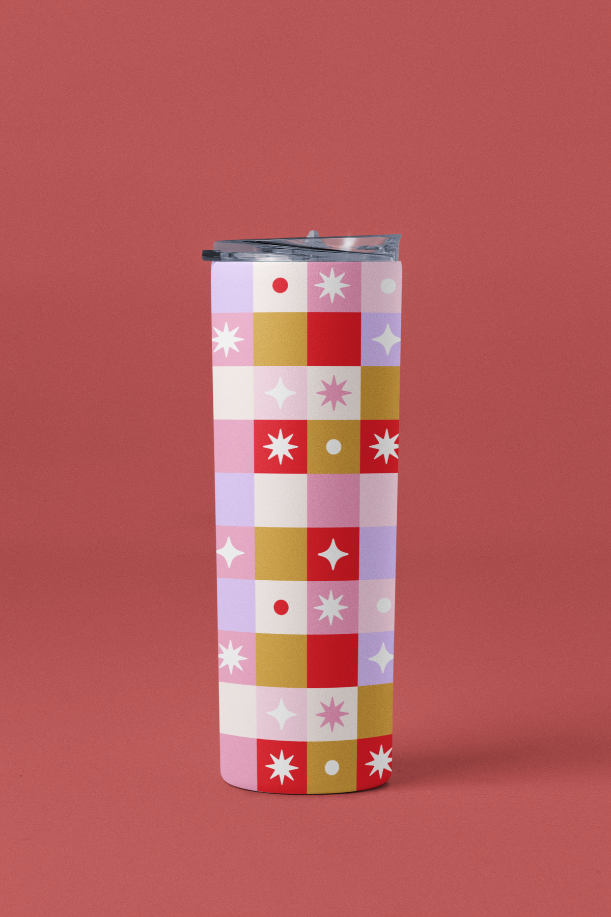 Checkered Star Christmas Tumbler