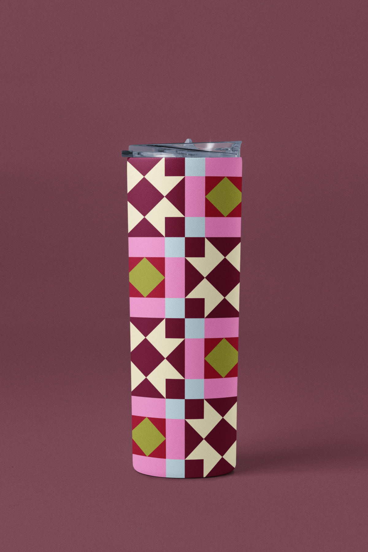 Cozy Burgundy Quilt Tumbler
