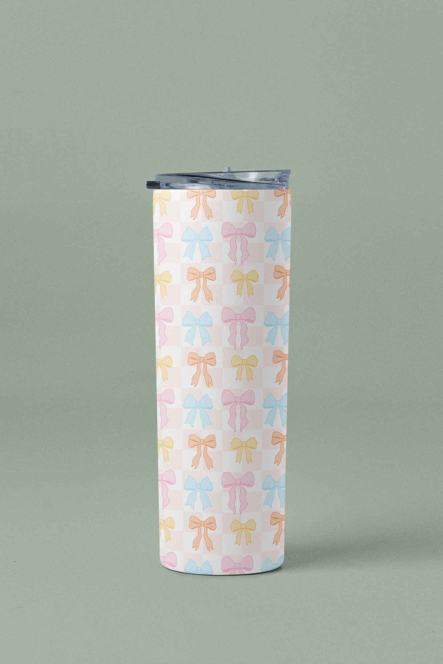 Spring Pastel Bow Checkered Tumbler