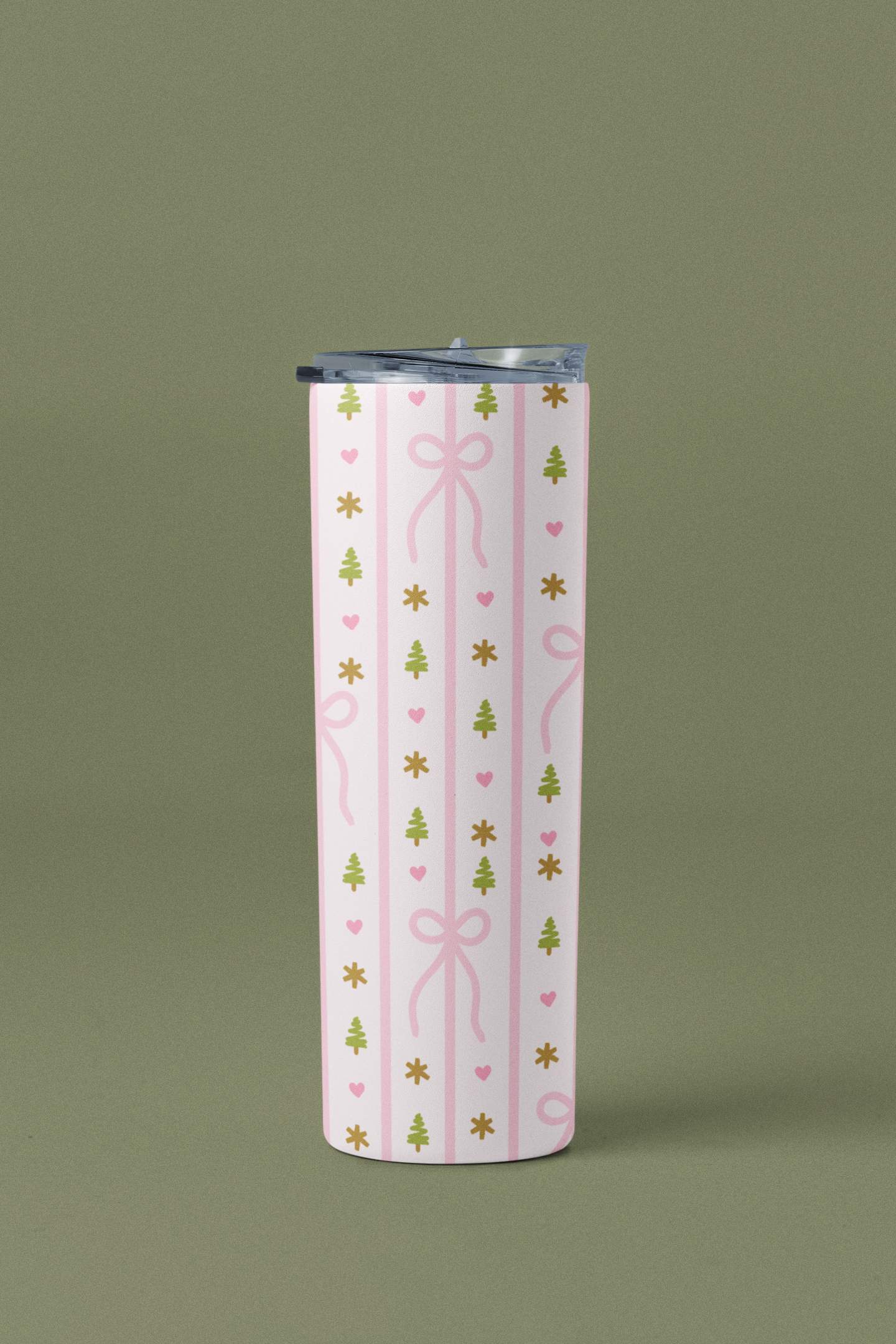 Pink Ribbon Christmas Tumbler