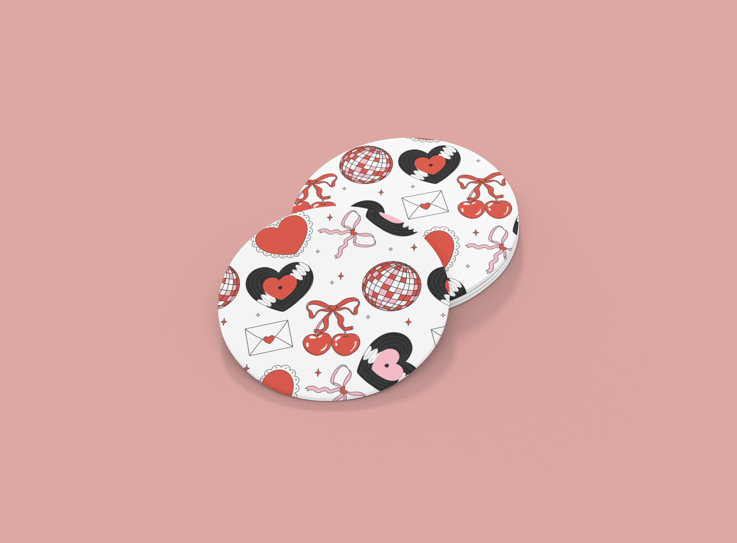 Record Heart Coquette | Set of 2 | Coasters