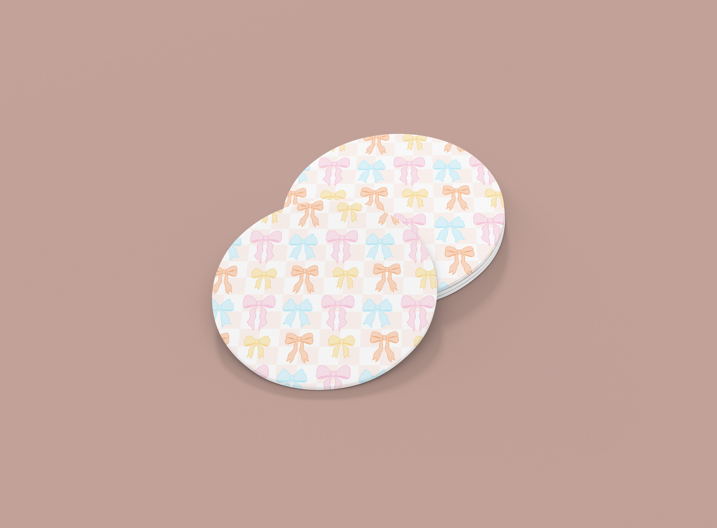 Pastel Bow Checkered | Set of 2 | Coasters