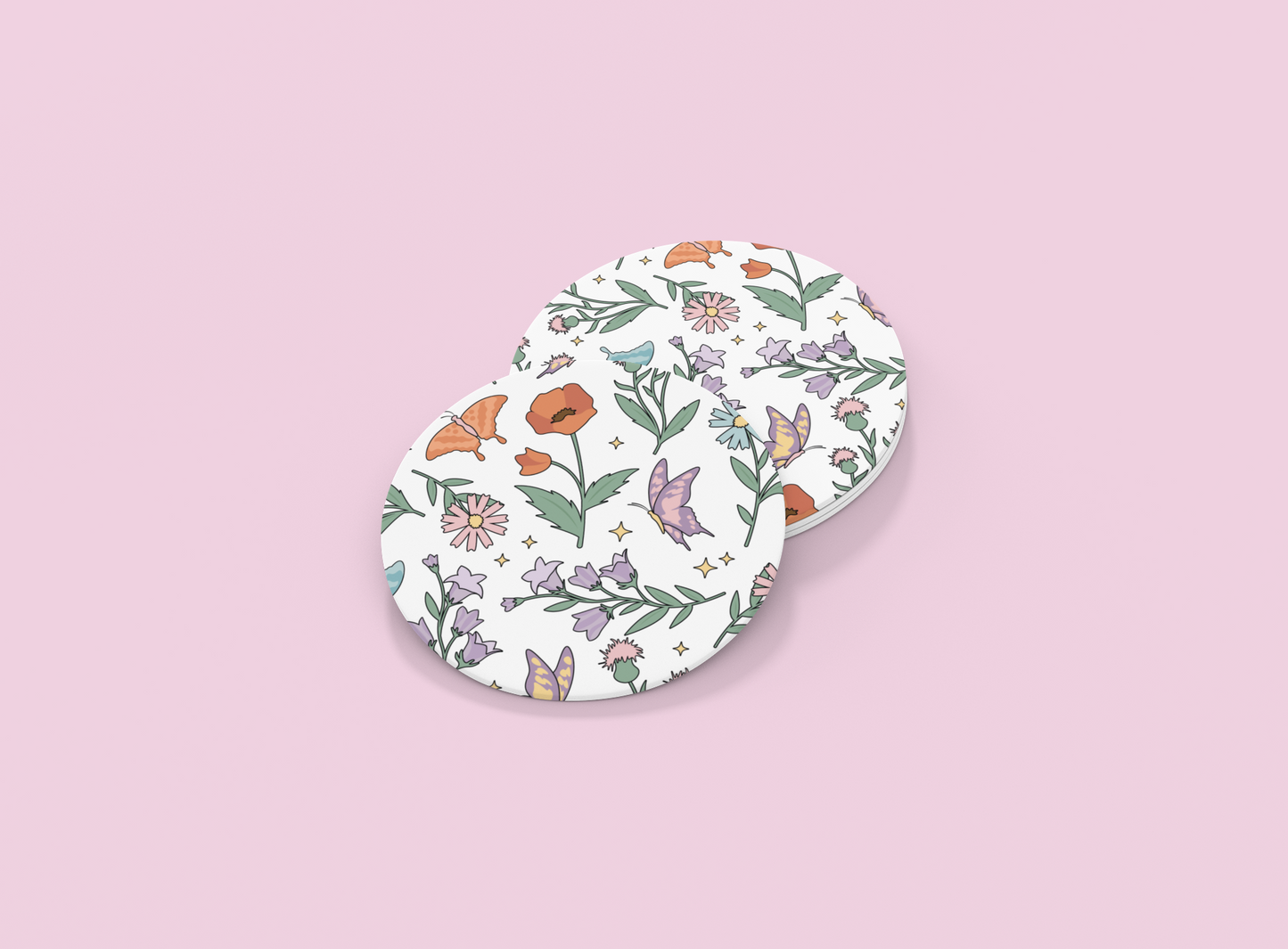 Flowers & Butterflies | Set of 2 | Coasters