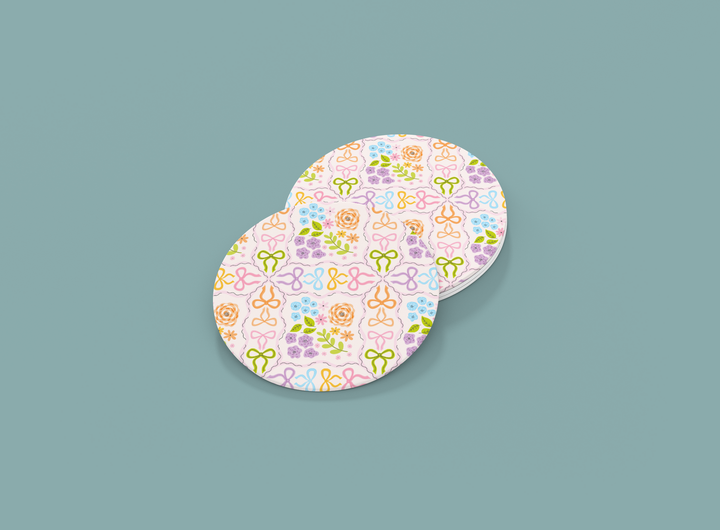 Colorful Flower Pattern | Set of 2 | Coasters