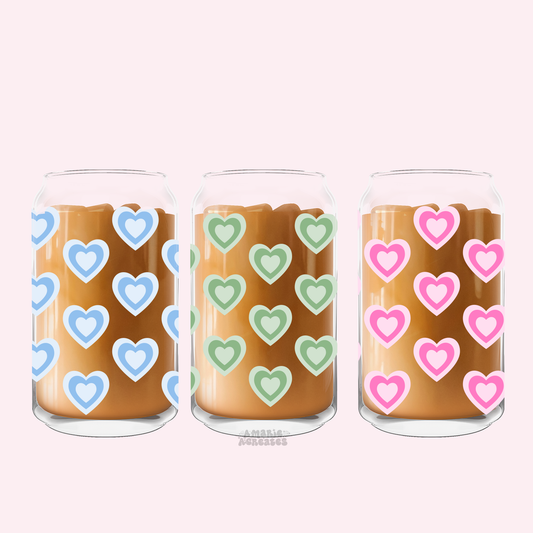 Monochromatic Hearts Glass Cup