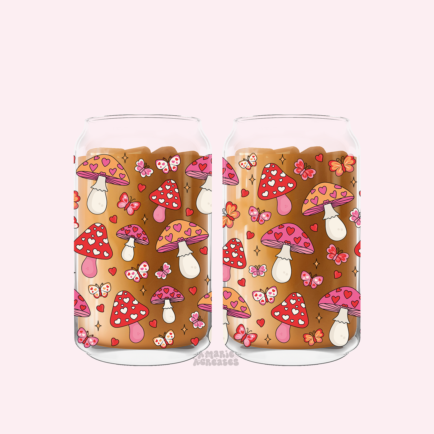 Mushroom Love Glass Cup