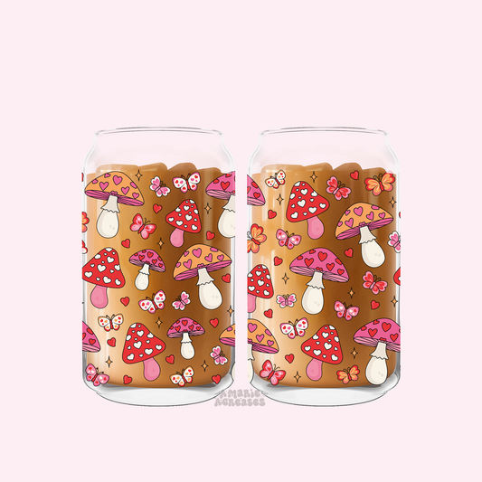 Mushroom Love Glass Cup