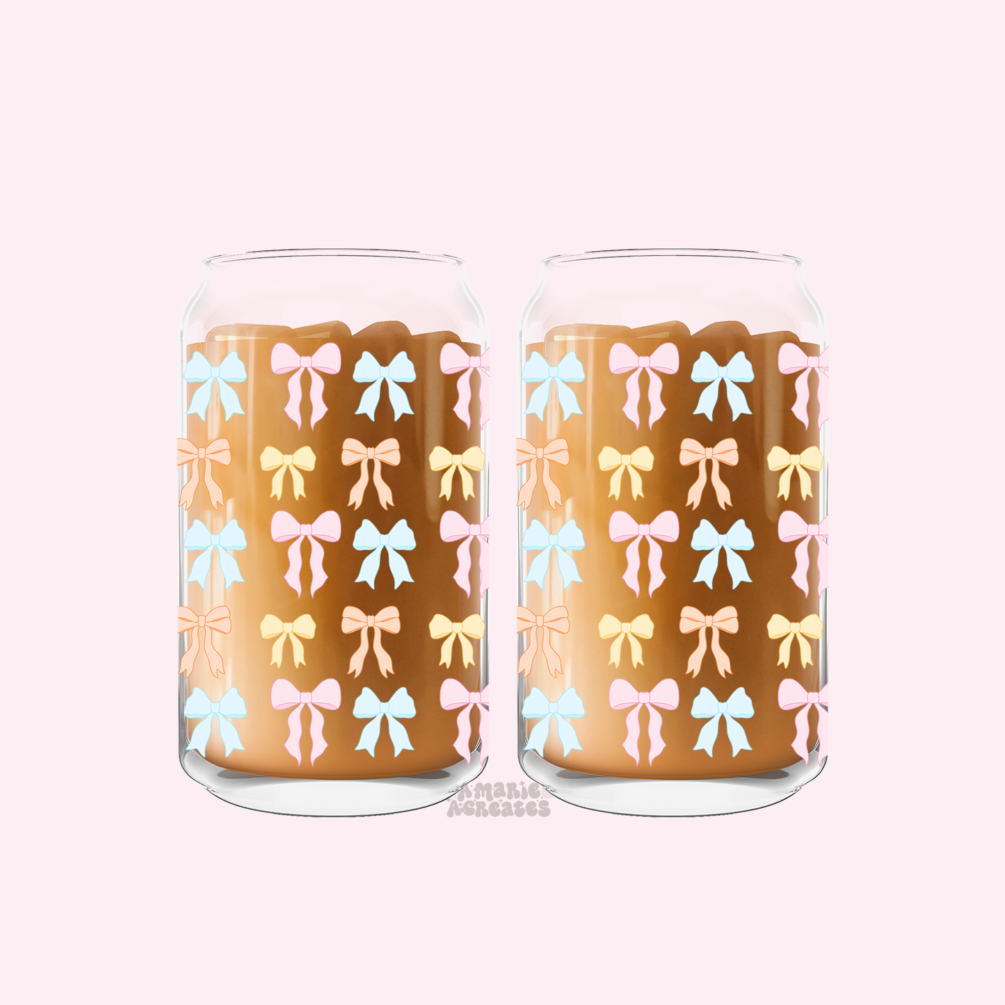 Pastel Spring Bows Glass Cup