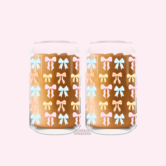 Pastel Spring Bows Glass Cup