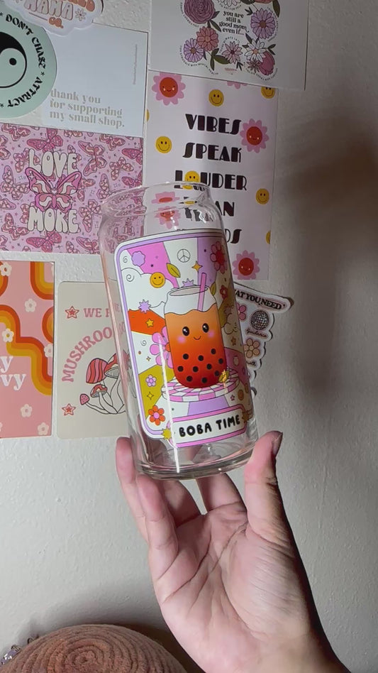Boba Time Glass Cup
