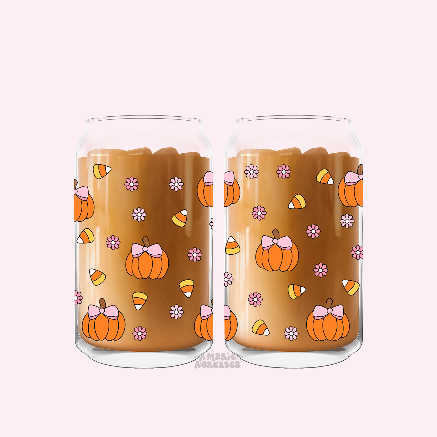 Pumpkin Candycorn Glass Cup