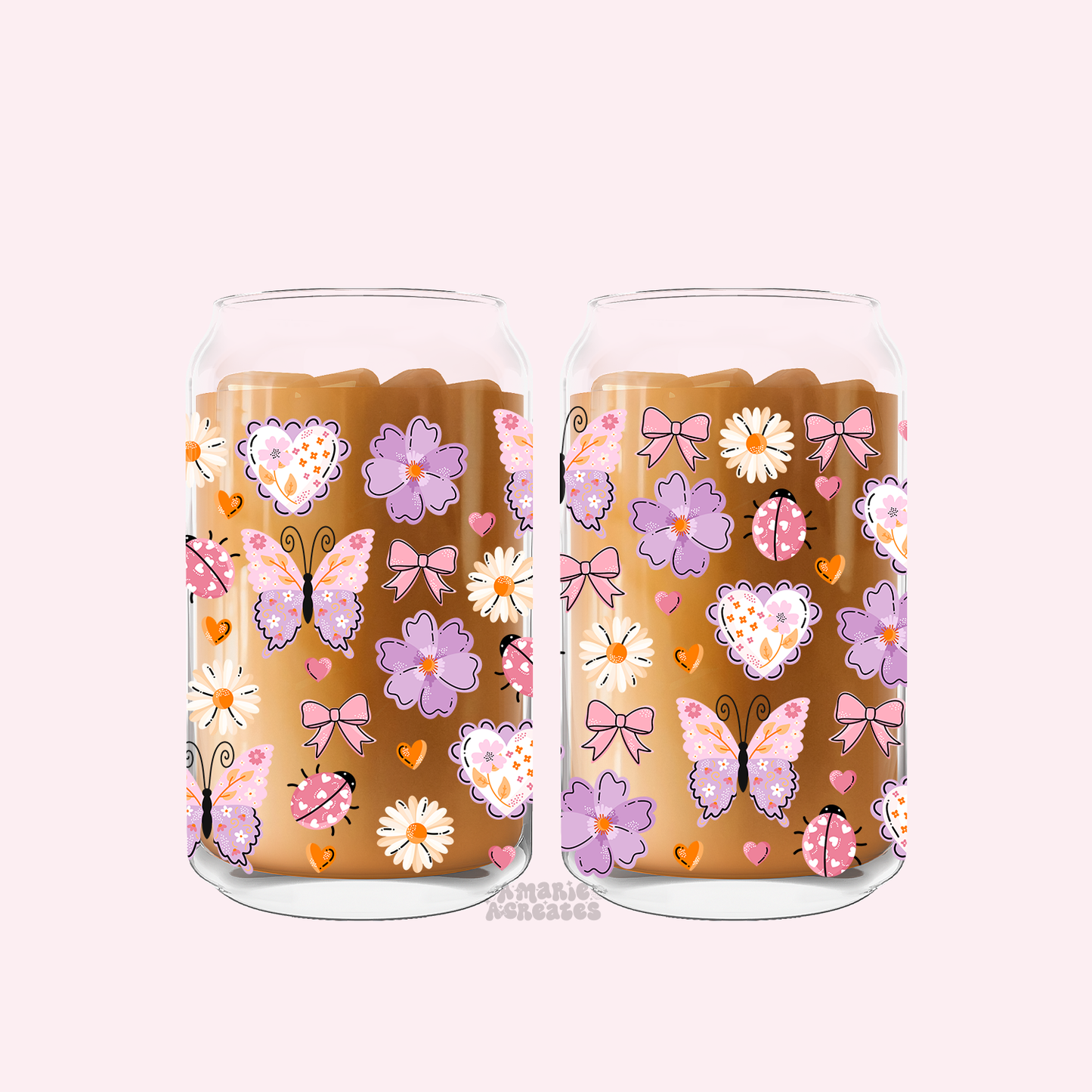 Quilt Butterfly Glass Cup