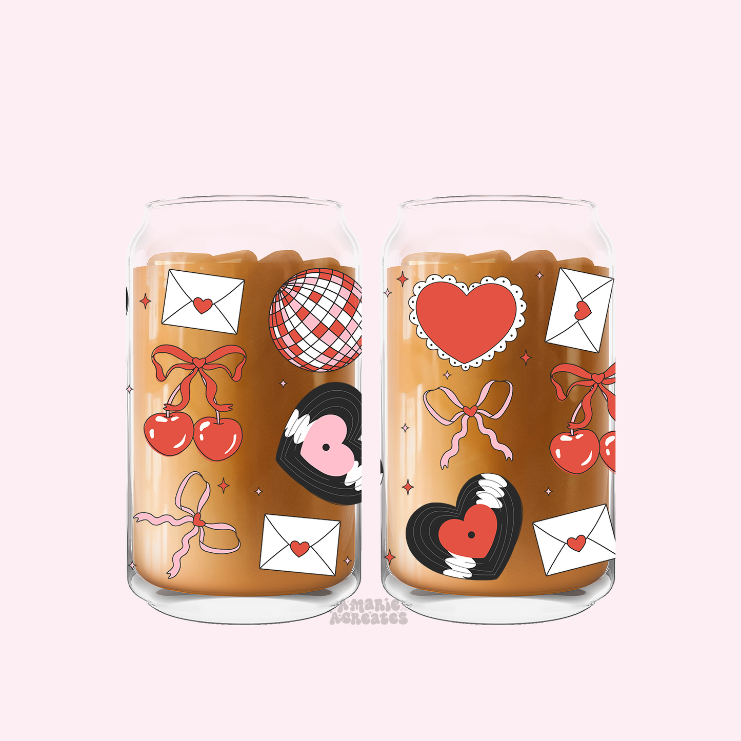 Record Heart Coquette Glass Cup
