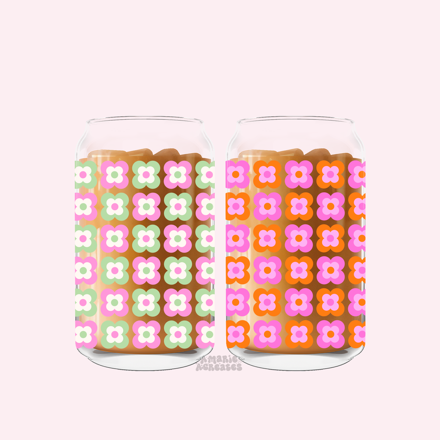 Retro Flower Wallpaper Glass Cup