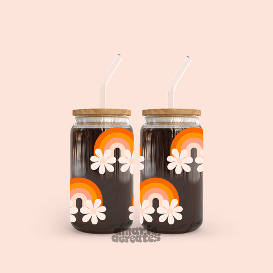 Retro Rainbow Glass Cup