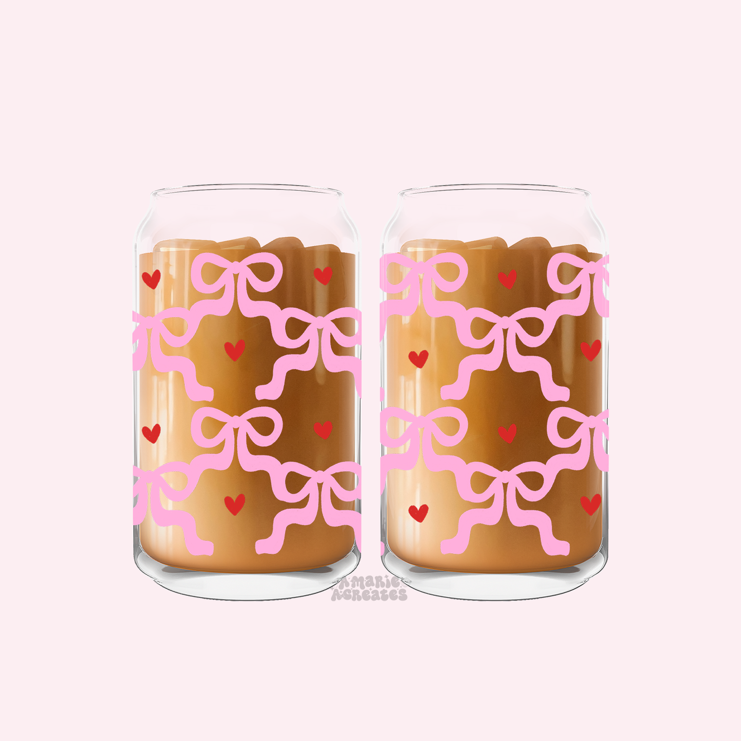 Ribbon Heart Glass Cup