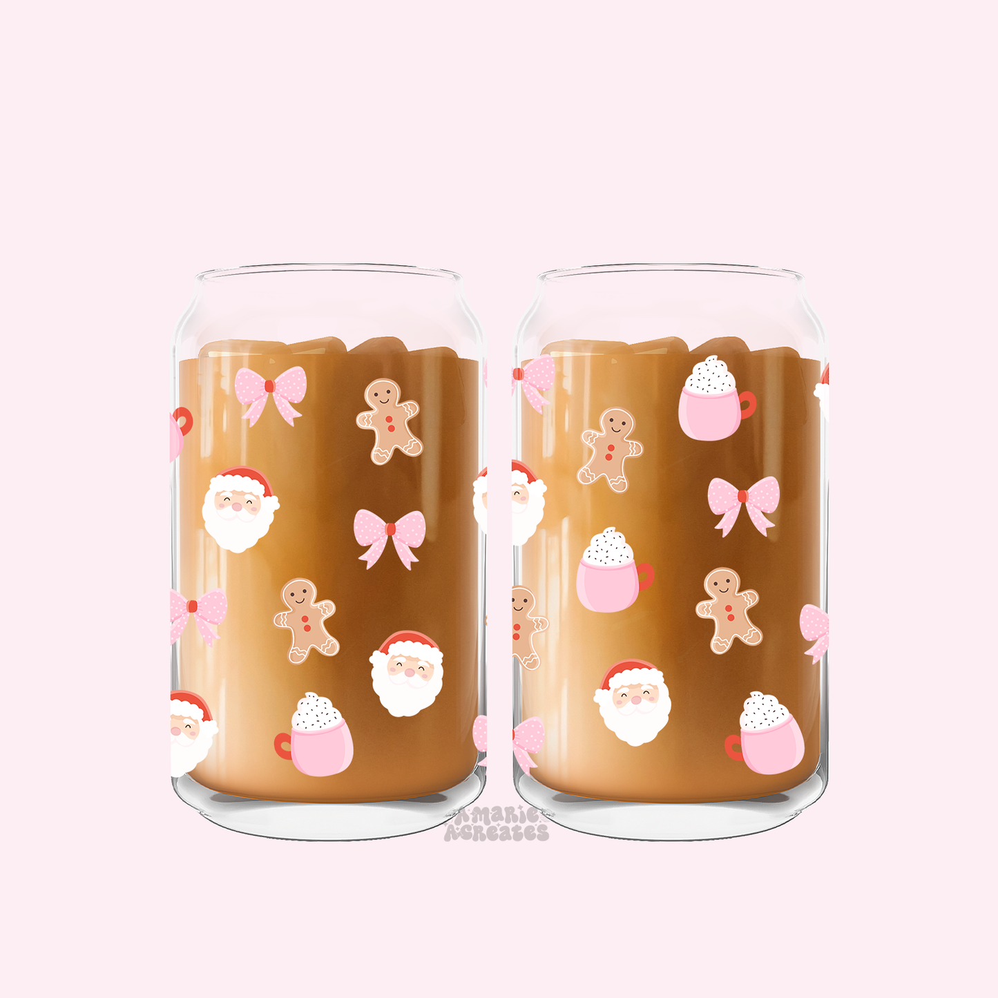 Santa Christmas Glass Cup