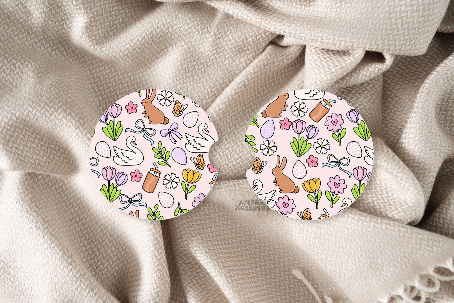 Spring Iced Coffee Hunt Car Coaster