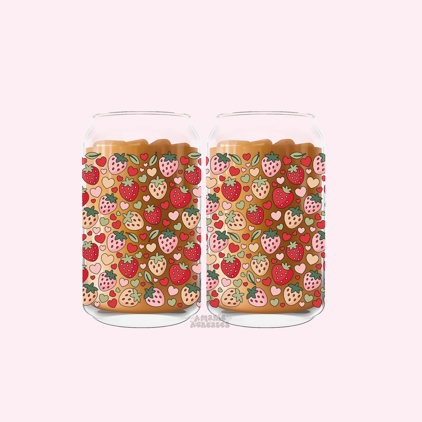 Strawberries Glass Cup