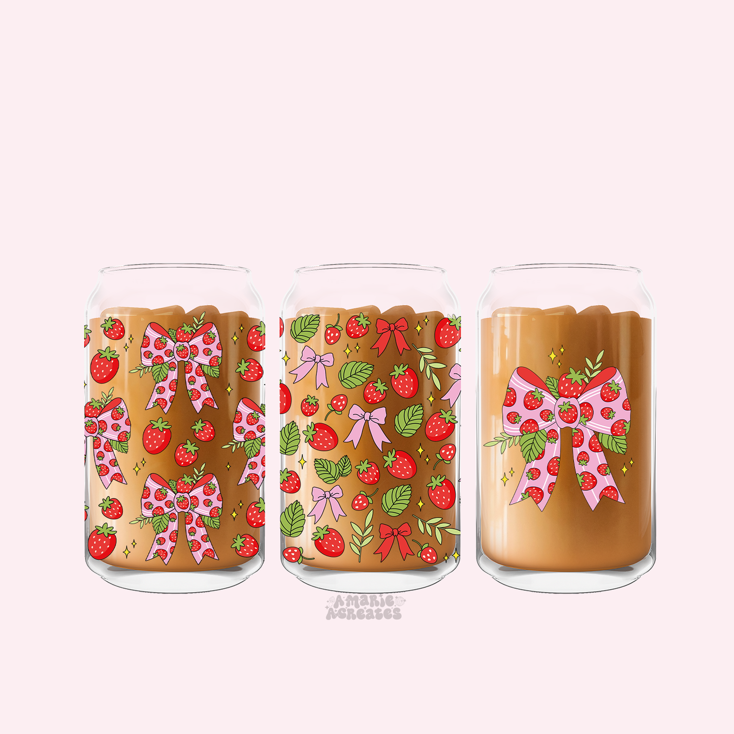 Strawberry Coquette Glass Cup
