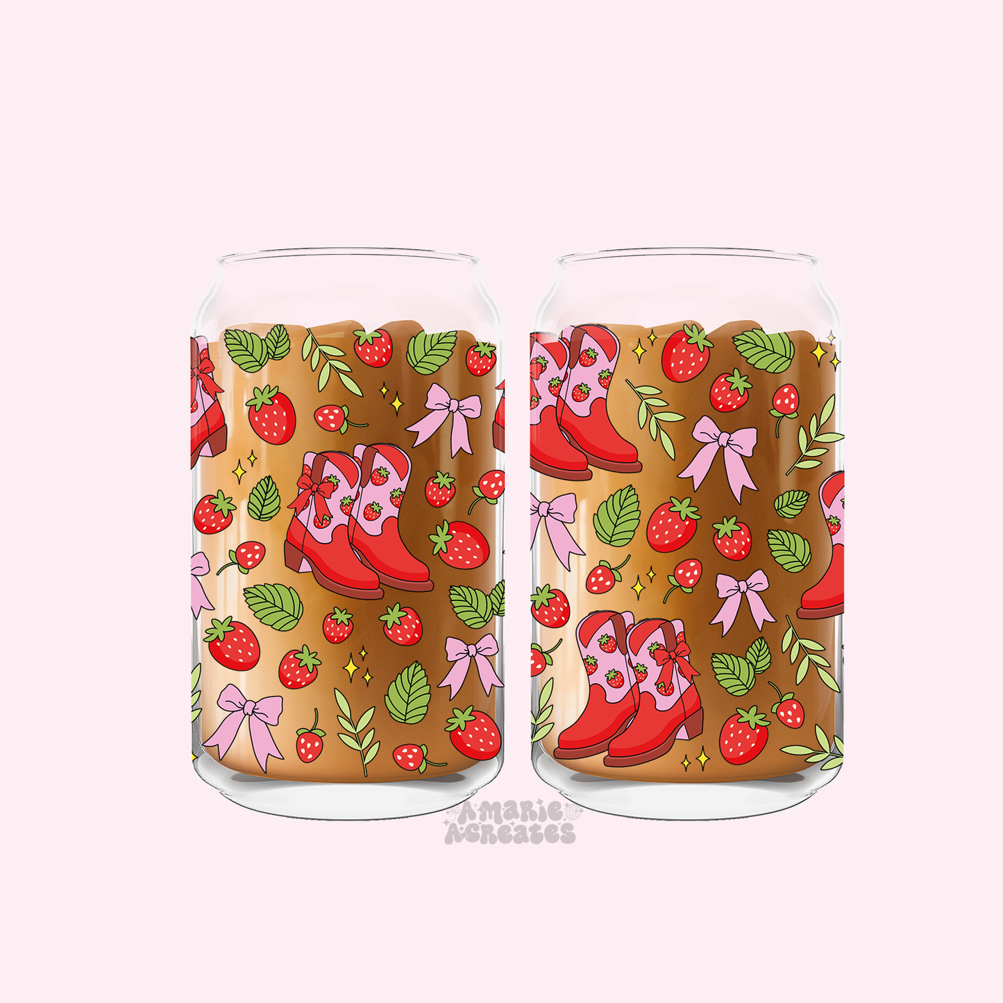 Strawberry Boots Glass Cup