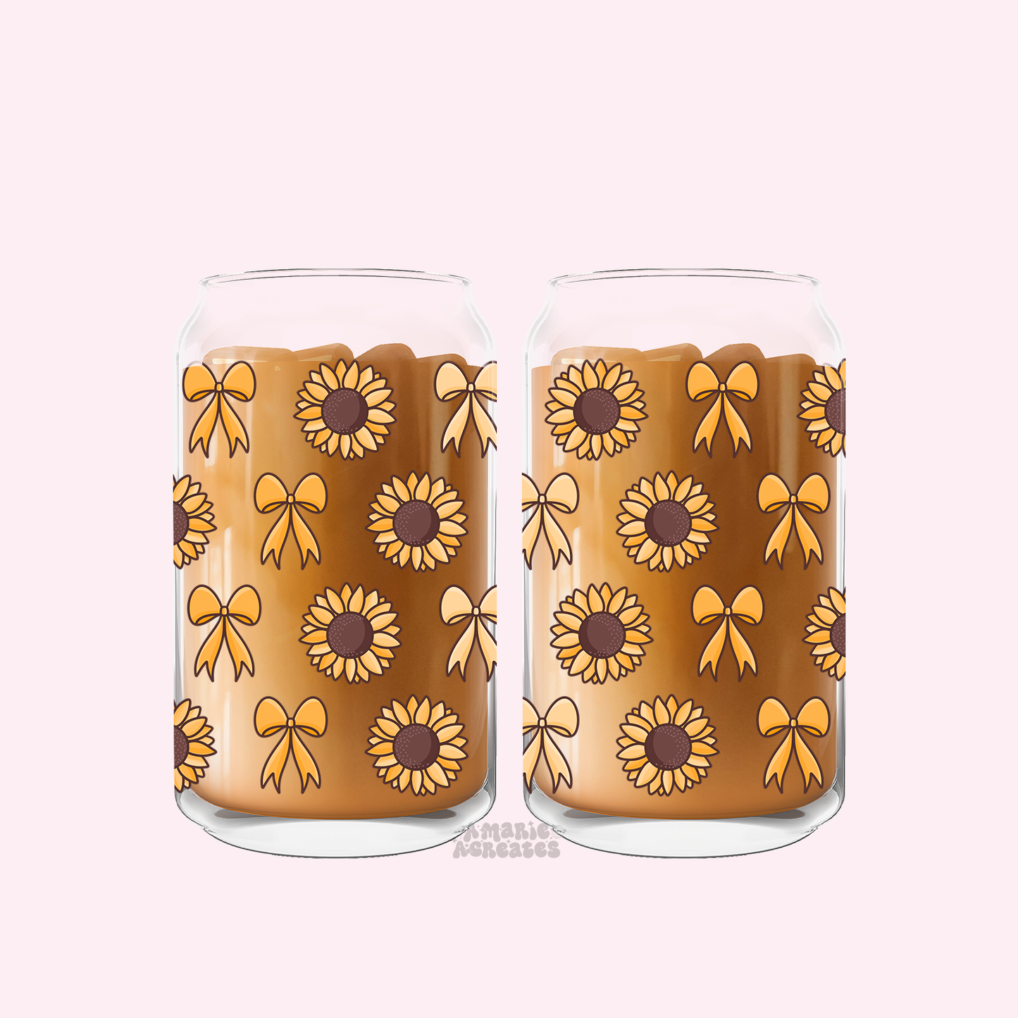 Sunflower Bow Glass Cup