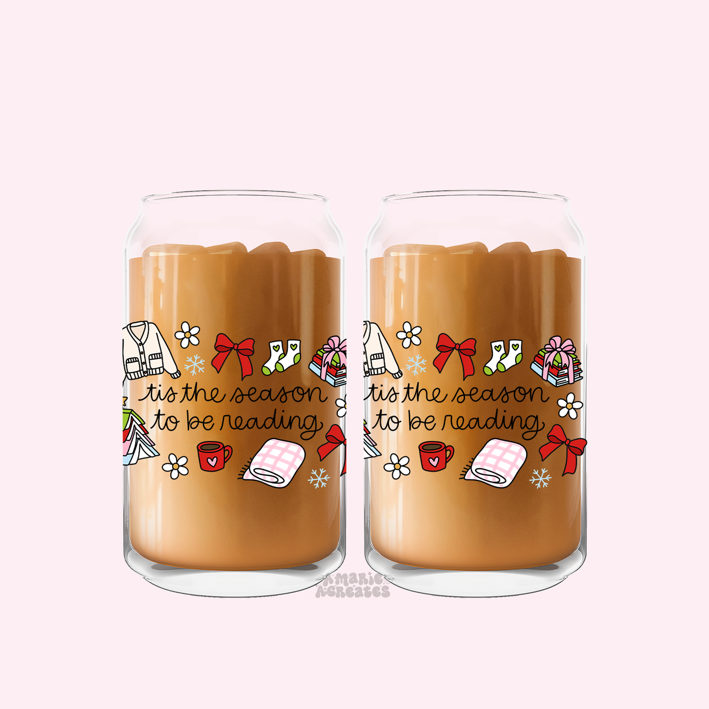 Tis The Season To Be Reading Glass Cup