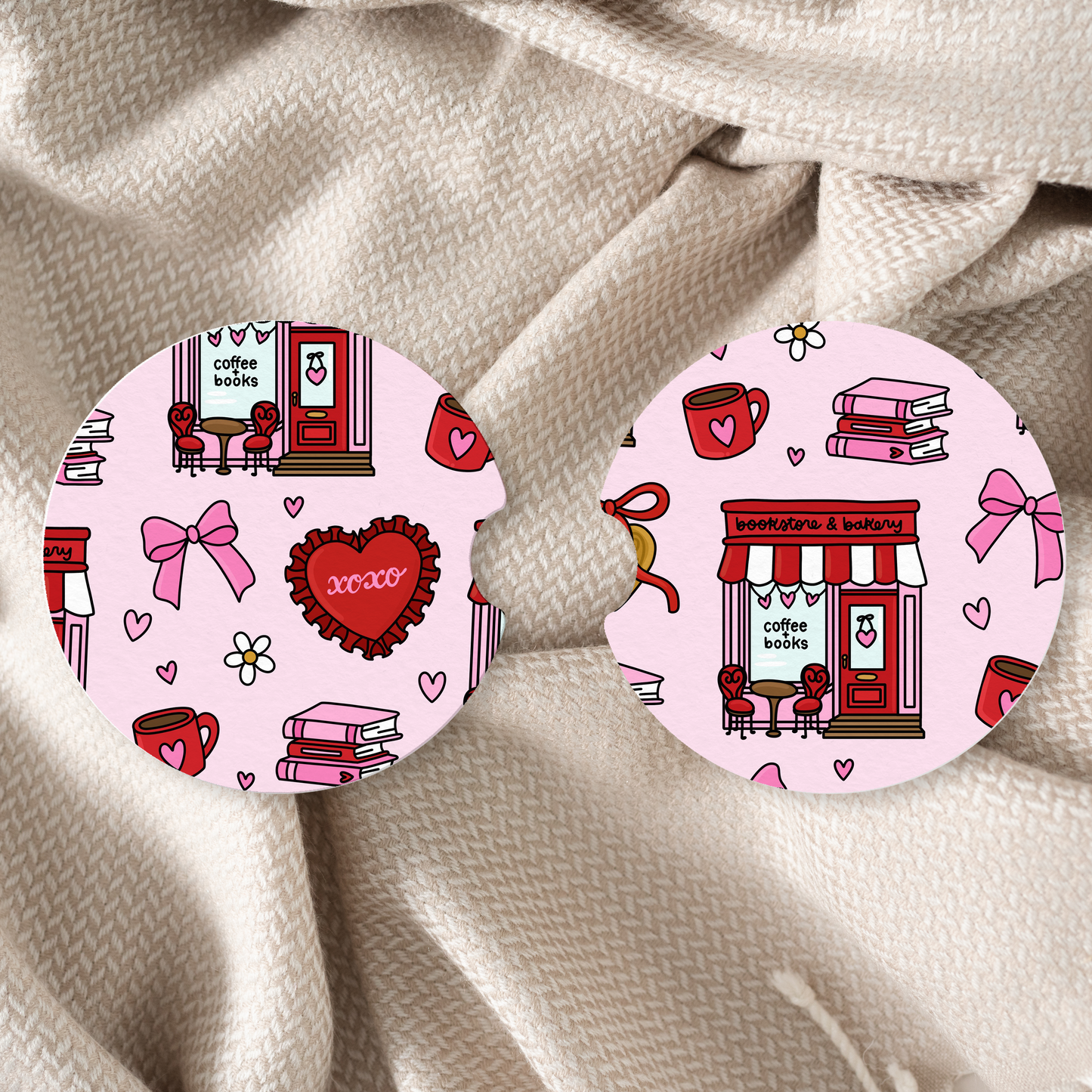 Valentines Bookstore Car Coaster